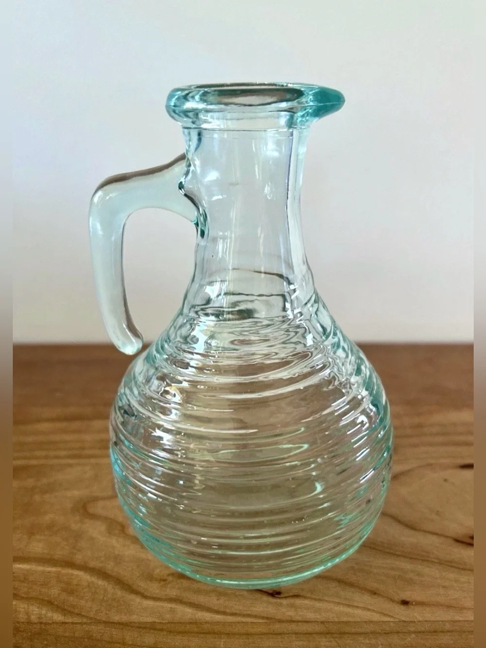 VTG Vetreria Etrusca Italy Ribbed Beehive Blue Glass Decanter Cruet W/Stopper 5”
